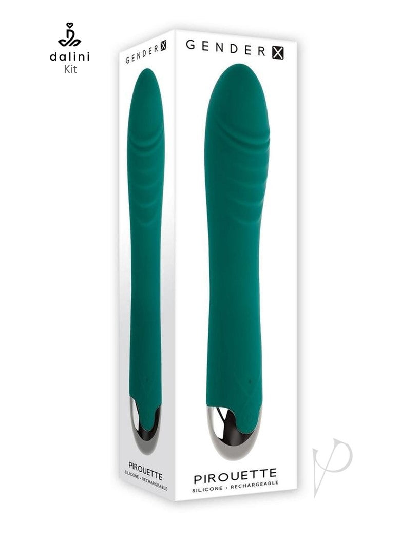 Gender X Pirouette Rechargeable Silicone Twirling Vibrator - Green