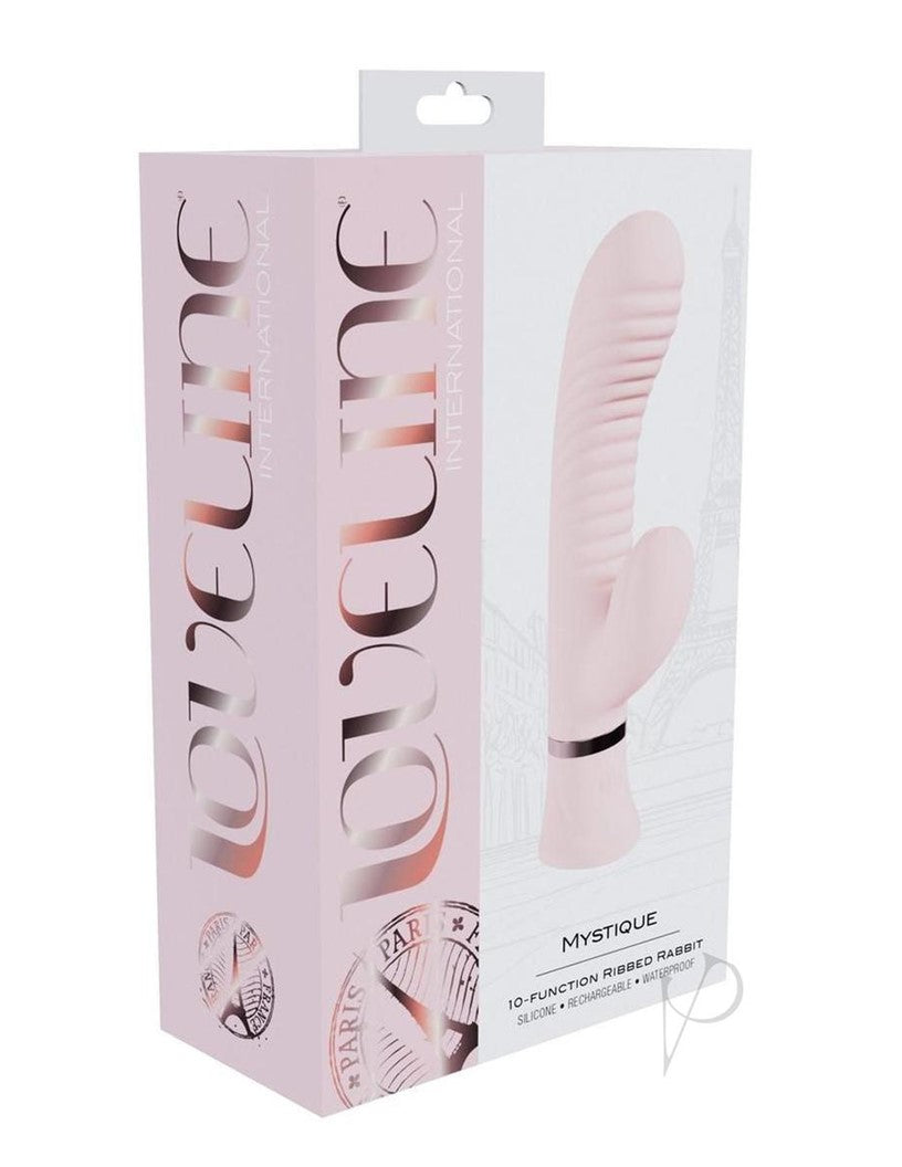 Loveline Mystique 10 Function Rechargeable Silicone Ribbed Rabbit - Pink