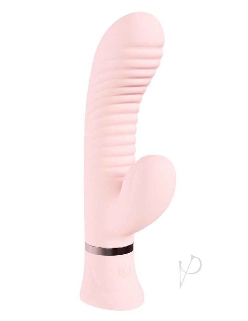Loveline Mystique 10 Function Rechargeable Silicone Ribbed Rabbit - Pink