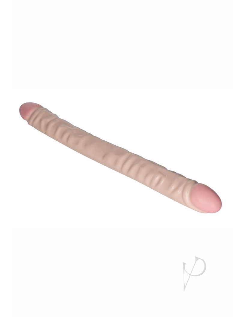 Vanilla Duo Veined Double Dildo 18in - Vanilla
