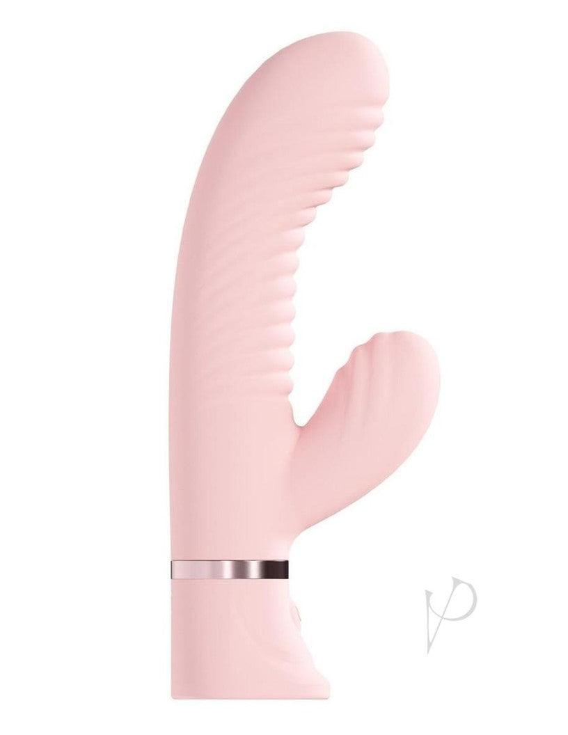 Loveline Mystique 10 Function Rechargeable Silicone Ribbed Rabbit - Pink