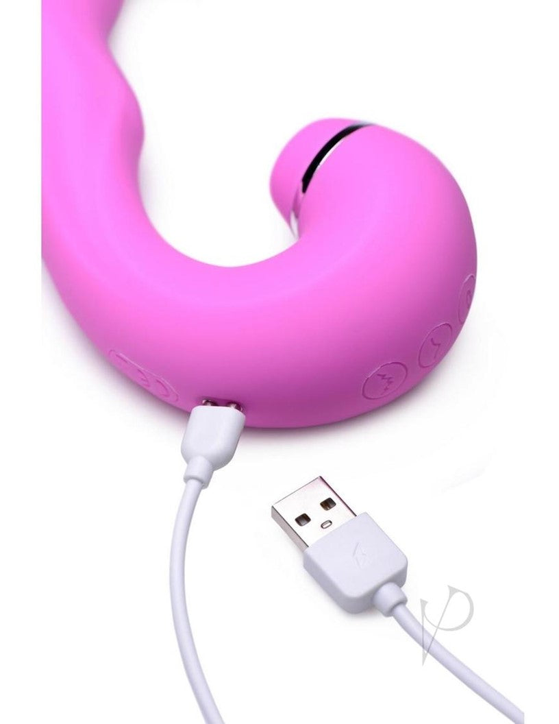 Inmi Shegasm 5 Star Tapping Silicone Rechargeable G-Spot Vibrator with Suction - Pink