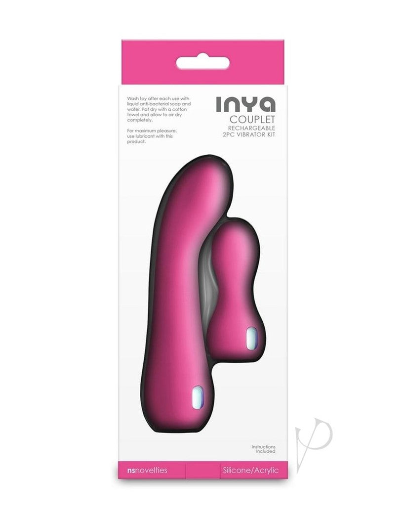 Inya Couplet Rechargeable Silicone Vibrators (2pc Set) - Pink