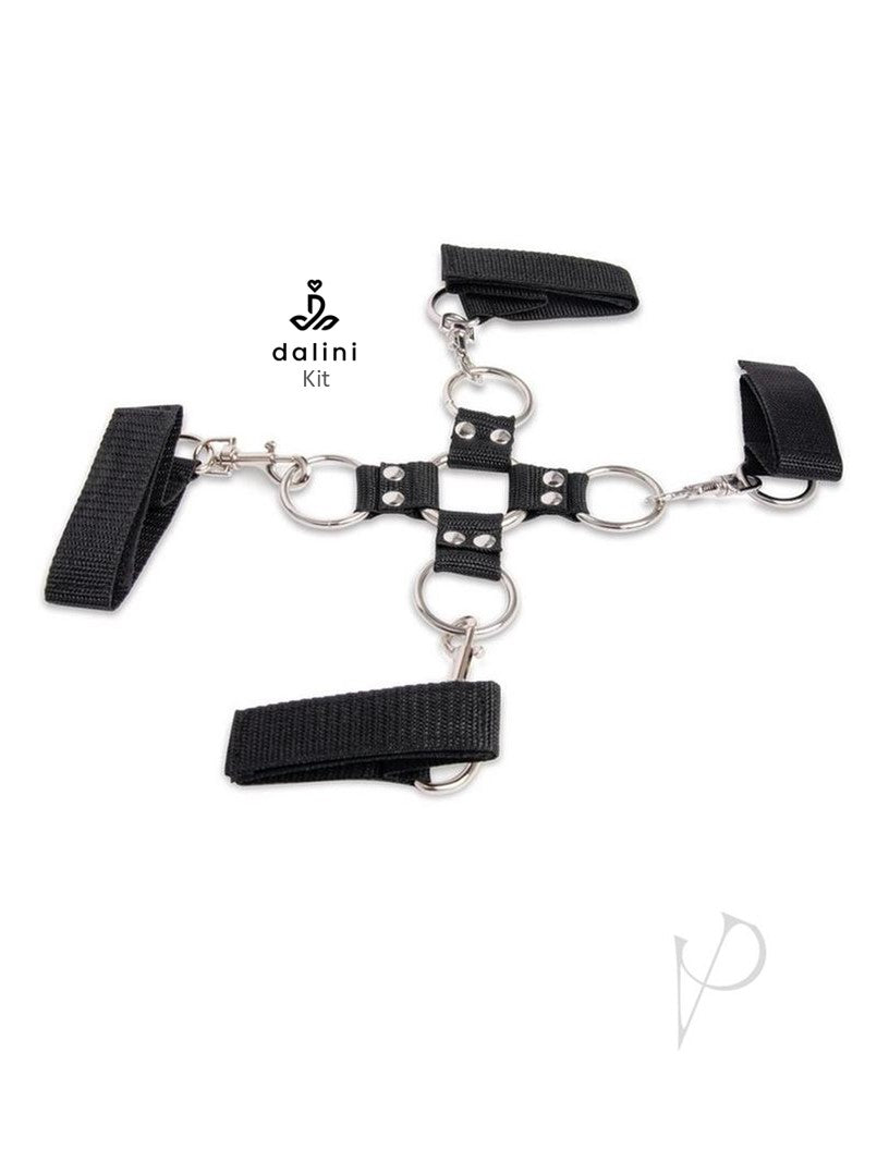 Lux Fetish Hogtie & Ball Gag Kit (7 Piece) - Black
