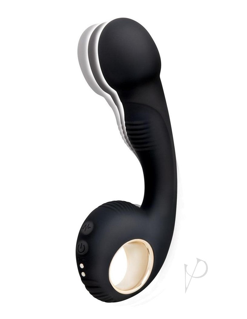 Bodywand G-Play Ergonomic Rechargeable Silicone Dual Motor Squirt Trainer Vibrator with Clitoral Stimulator - Black