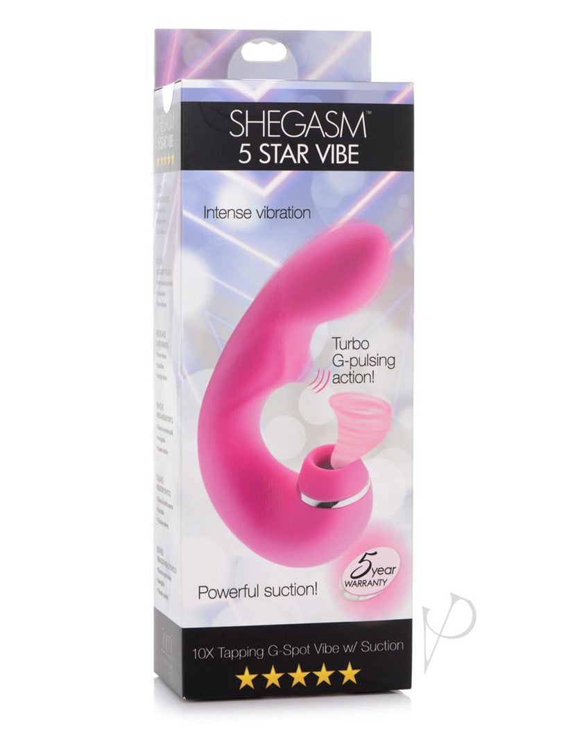 Inmi Shegasm 5 Star Tapping Silicone Rechargeable G-Spot Vibrator with Suction - Pink