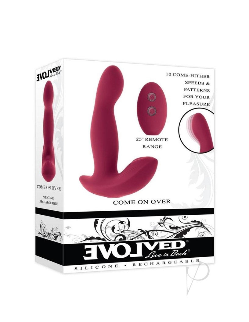 Come on Over Rechargeable Silicone Dual Vibrator with Remote Control - Red