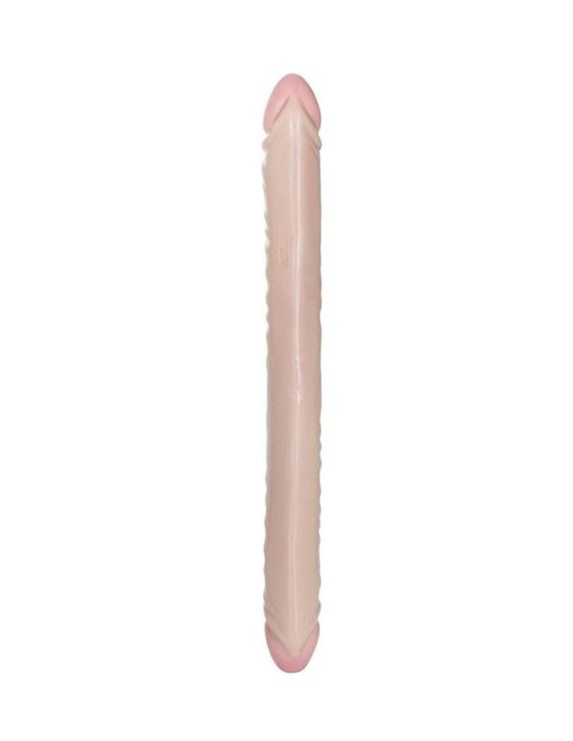 Vanilla Duo Veined Double Dildo 18in - Vanilla
