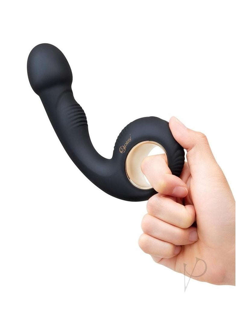 Bodywand G-Play Ergonomic Rechargeable Silicone Dual Motor Squirt Trainer Vibrator with Clitoral Stimulator - Black