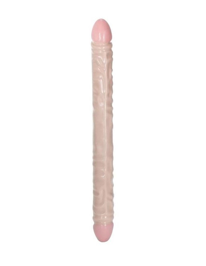 Vanilla Duo Veined Double Dildo 18in - Vanilla