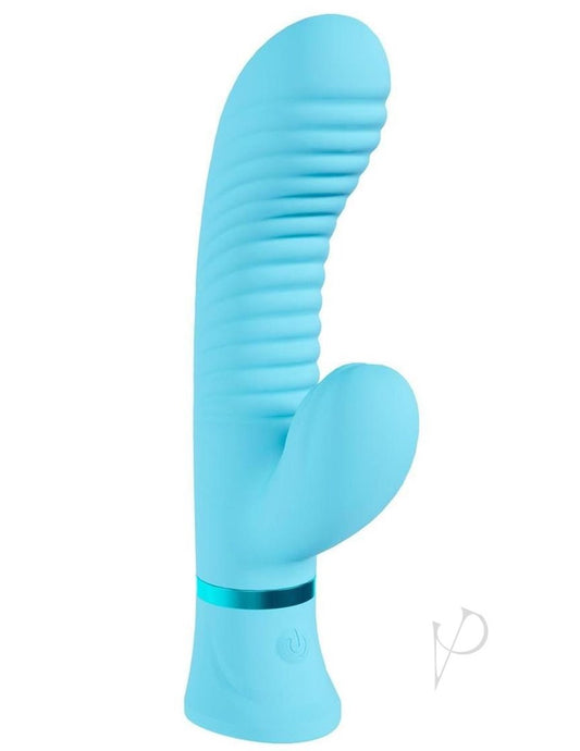 Loveline Mystique 10 Function Rechargeable Silicone Ribbed Rabbit - Blue