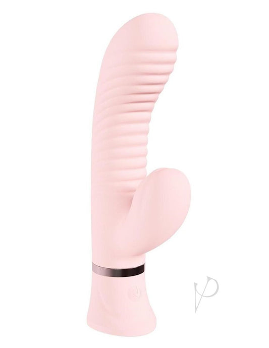 Loveline Mystique 10 Function Rechargeable Silicone Ribbed Rabbit - Pink