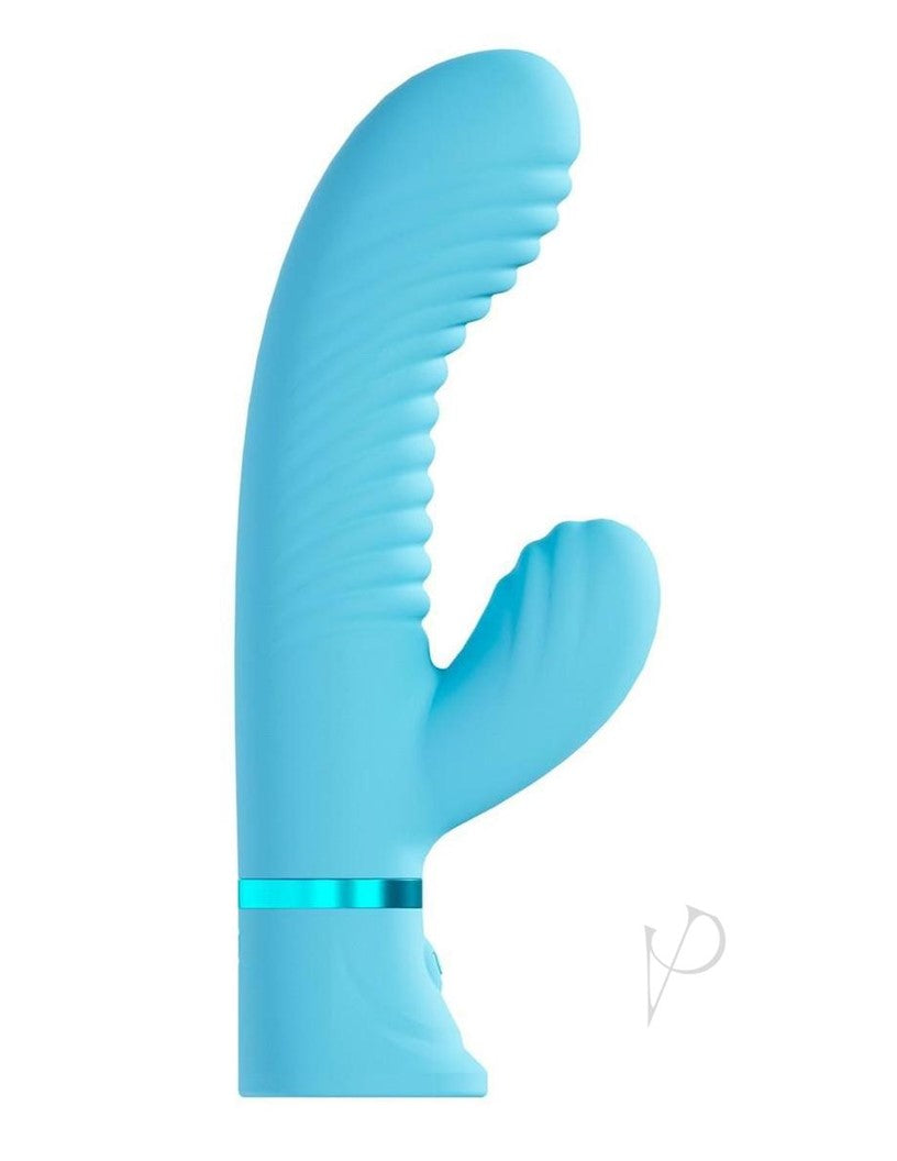 Loveline Mystique 10 Function Rechargeable Silicone Ribbed Rabbit - Blue