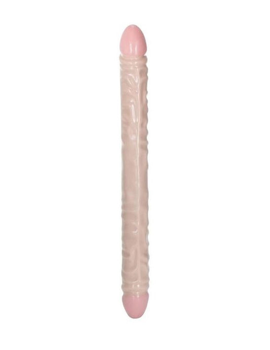 Vanilla Duo Veined Double Dildo 18in - Vanilla